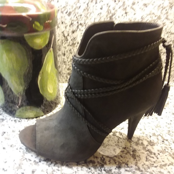 Vince Camuto Shoes - Vince Camuto Gray Suede Peep Toe Bootie NWOT